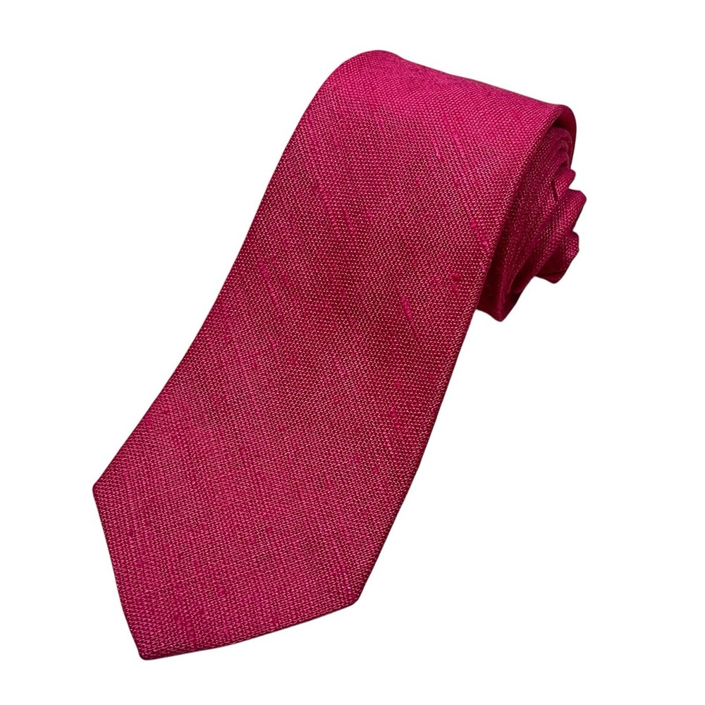 Rooster Vintage Necktie 100% Moygashel Irish Linen Red Hopsack Retro Preppy